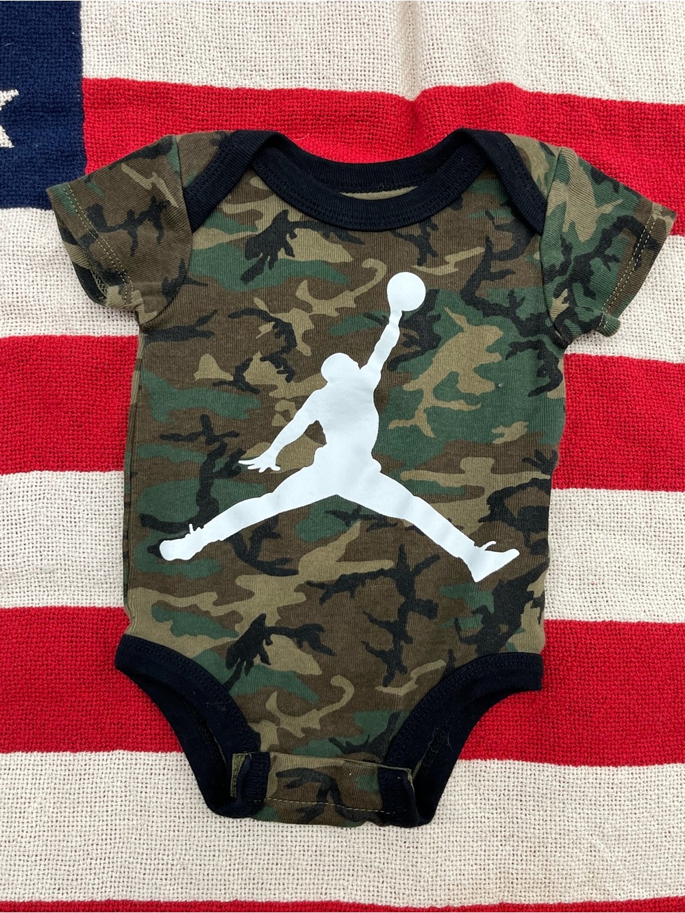 Jordan Camo Baby Bodysuit with White Jumpman Size 6 Months